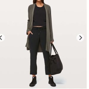 Lululemon On The Fly Pant 27” Woven *Track Stripe Black / Dark Olive Size 4